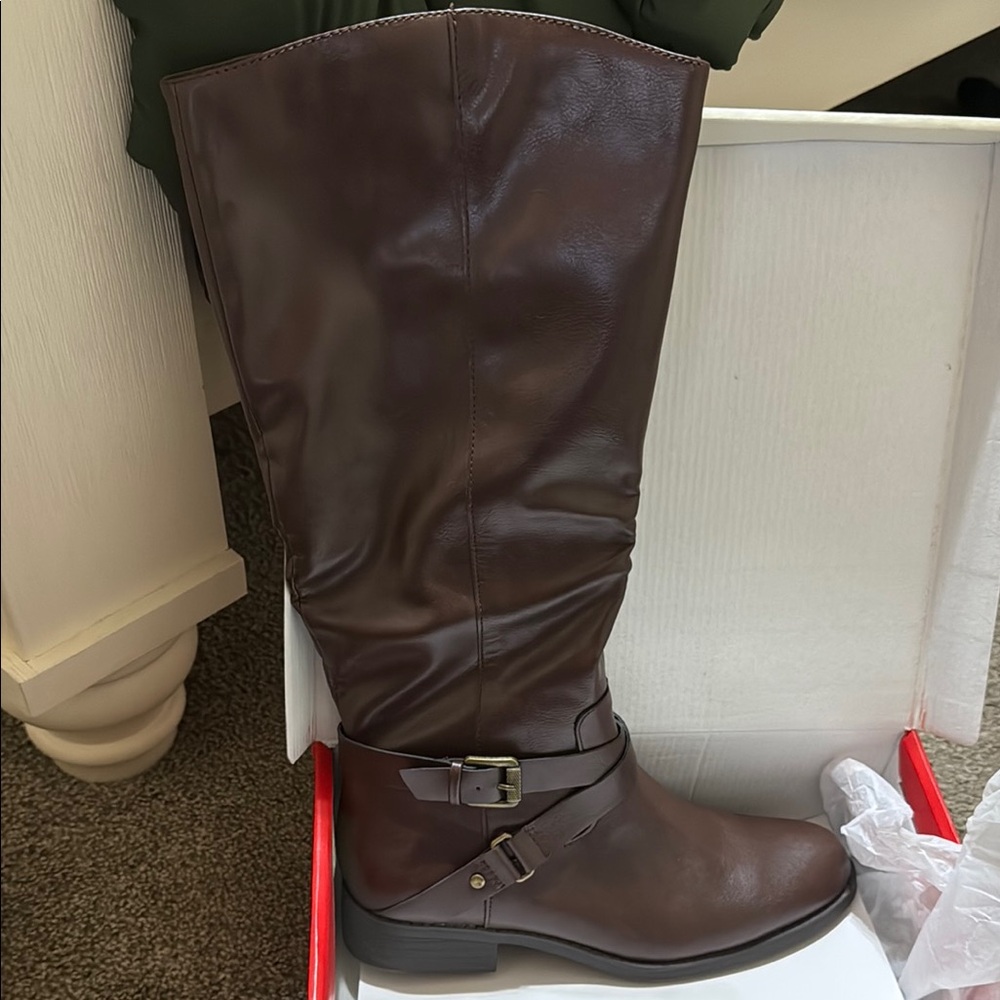 Style & Co Brown Over the Knee Boots with Decorative Buckle